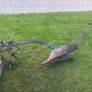 Vintage green plough, garden ornament, D18 Image 7