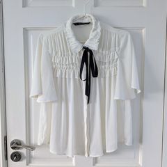 Zara Cream Ruffle Blouse Size Small