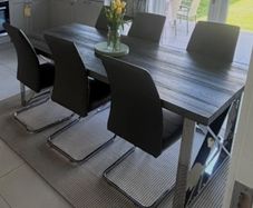 6 grey leather effect dining chairs