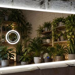 LED Bathroom Mirror W-Fi Weather Station Bluetooh Speakers Makeup Cosmetic Bright Tricolor Light