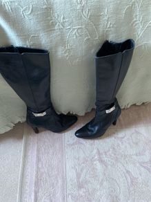 boots- Black , all- leather Karen Millen boots, very flattering shape.