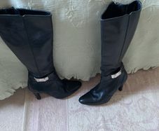 boots- Black , all- leather Karen Millen boots, very flattering shape.