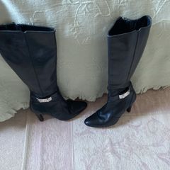 boots- Black , all- leather Karen Millen boots, very flattering shape.