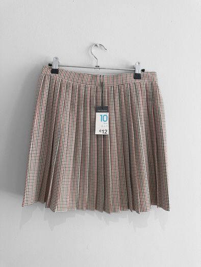 New Primark Pleated Houndstooth Check Mini Skirt