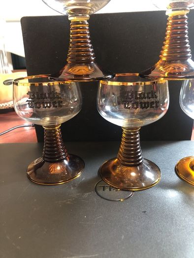 Vintage Black Tower Wine glasses