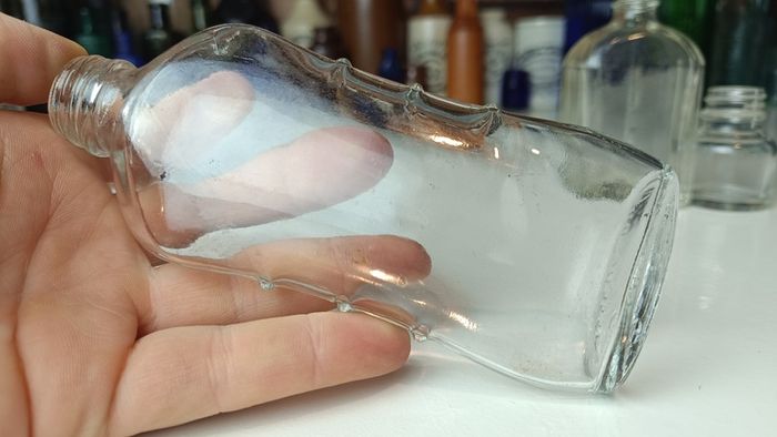 492 - Set of 7 Vintage Clear Glass Screw Cork Top Collectible Decorative Bottles