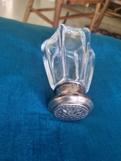 Vintage x large  1950s Silver Crystal Salt Cellar