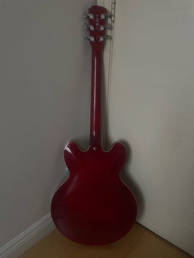 Hartwood Revival Vibrato Semi Acoustic Guitar, Cherry Red