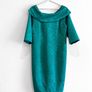 Pre Owned Coco Doll Teal Jacquard Off-The-Shoulder Cocktail Dress Image 3