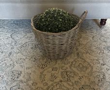 Hanging basket with topiary