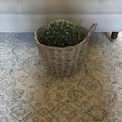 Hanging basket with topiary