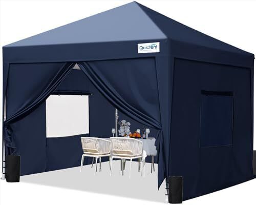 Pop Up Gazebo with 4 Sides, 3 x 3m waterproof Event Shelter Canopy with Mesh Windows & Carry Bag, 4 Sandbags, Folding Party Tent for Garden, Barbecues, Camping - Navy Blue