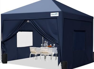 Pop Up Gazebo with 4 Sides, 3 x 3m waterproof Event Shelter Canopy with Mesh Windows & Carry Bag, 4 Sandbags, Folding Party Tent for Garden, Barbecues, Camping - Navy Blue