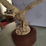 Varnished Resin Golden Eagle Figurine On Wooden Round Plinth. Image 5