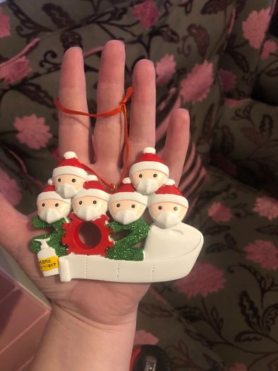 Personalised resin Covid christmas decoration