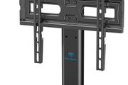 TV Stand for 32-55 Inch LCD LED OLED Plasma TV Height Adjustable TV Mount Stand with Tempered Glass Base &amp; Cable Management, Holds 40kgs, VESA 400x400mm