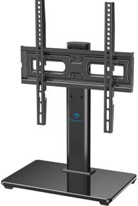 TV Stand for 32-55 Inch LCD LED OLED Plasma TV Height Adjustable TV Mount Stand with Tempered Glass Base & Cable Management, Holds 40kgs, VESA 400x400mm