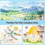 Watercolour Paint Set 50 Colors in Portable Box Including 4 Fluorescent Colors, Travel Watercolour Set with brushes and other Tools, Idea for Artists and Hobbyists Image 7
