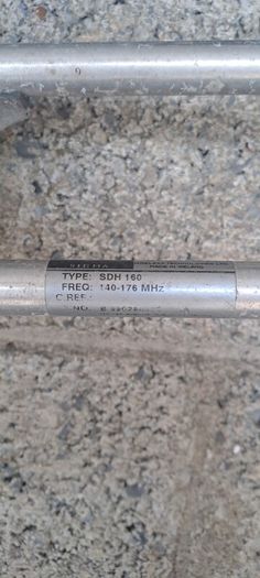 Two way radio base antenna with approximately 30m weatherproof cable. 140 to 176MHz.