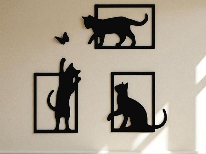 Playful Cats & Butterfly  Wall Decor Set