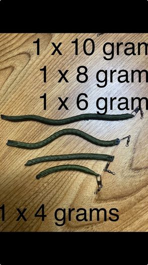 River fishing Sets of 4 wriggle weights for salmon and trout fishing10-8-6 & 4 grams