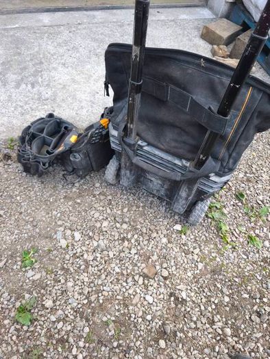 tough built rolling tool bag with various pouches