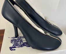 Burberry Navy Leather Baby Zip Heels Size 8