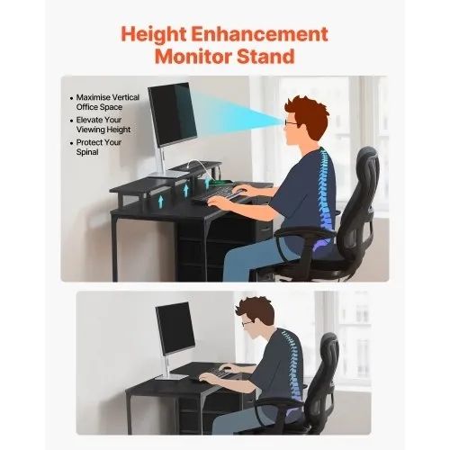 120 cm Computer Desk with Smart LED Lights and Power Outlets, Gaming Office Desk with 4 Large Drawers, Monitor Stand, Study Work for Home Office