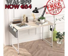 NEW SALE | Writing Computer Desk, Office Work Desk for student and worker, Laptop Table with Storage Bag and Headphone Hook,Modern Simple Style Desks for Bedroom, Home, Office(100x50x75cm)
