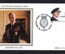 1982 Great Britain Benham Silke Cover Commemorative Mountbatten Memorial Trust with linked cancel tying 29p Viscount Cunningham and H.M.S. Warspite commemorative stamp