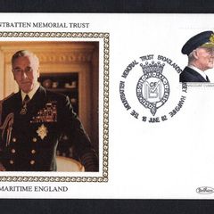 1982 Great Britain Benham Silke Cover Commemorative Mountbatten Memorial Trust with linked cancel tying 29p Viscount Cunningham and H.M.S. Warspite commemorative stamp