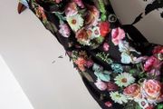TED BAKER Floral Black Oil Painting Midi Dress Size 0