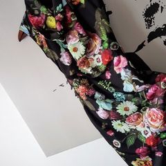 TED BAKER Floral Black Oil Painting Midi Dress Size 0
