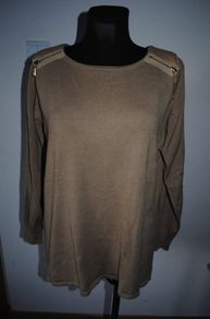 Beauty Women beige knitwear jumper with zips size UK16 EU44 Postage included