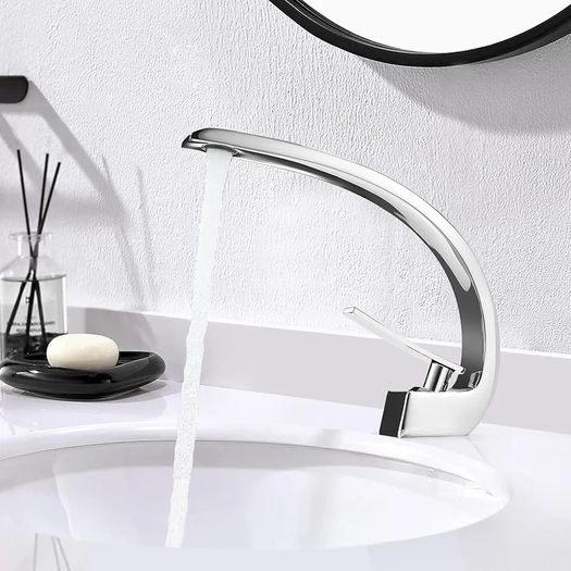 Bathroom Taps Basin Mixer Tap Chrome Single Lever Bathroom Sink Taps Modern Basin Tap 1 Hole Brass, Mono Sink Faucet with Hot and Cold G1/2 Adaptor for Washroom, Cloakroom