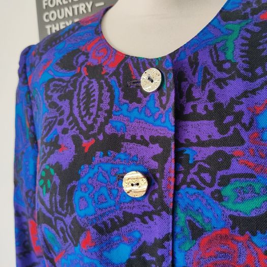 VINTAGE 1990s 1980s wool floral jacket blazer by Jimmy Hourihan Made in Ireland