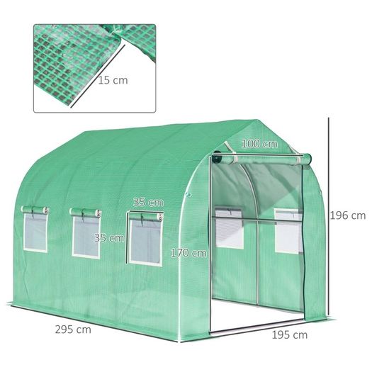 3x2 m Polytunnel Walk-in Greenhouse-Green (FREE SHIPPING)