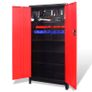 Tool Cabinet with 2 Doors Steel 90x40x180 cm Black and Red Image 3