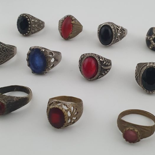 Old World Antique Mixed Brass Artisan Lot of 15 Rings