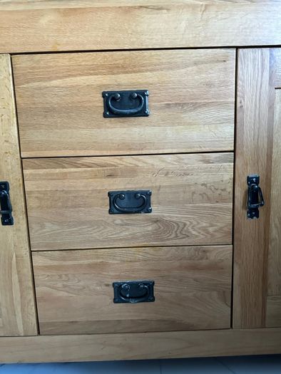 Solid Oak Sideboard And Solid Oak Glass Cabinet
