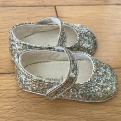 SEED Heritage gold glitter pram shoes Age 3-6 mths EUC