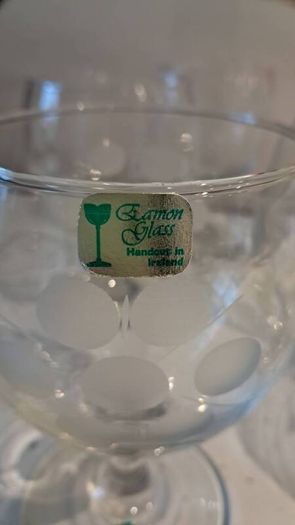 Vintage Irish made decanter and 6 glasses.