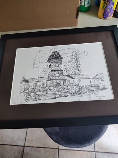 Black and White Framed Print Wicklow Landmark - Enniskerry Clock Tower , Enniskerry Village, Wicklow, Ireland