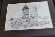 Black and White Framed Print Wicklow Landmark - Enniskerry Clock Tower , Enniskerry Village, Wicklow, Ireland