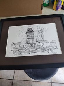 Black and White Framed Print Wicklow Landmark - Enniskerry Clock Tower , Enniskerry Village, Wicklow, Ireland
