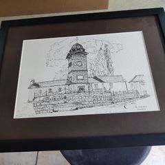 Black and White Framed Print Wicklow Landmark - Enniskerry Clock Tower , Enniskerry Village, Wicklow, Ireland
