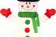 Christmas Inflatable Snowman - Outdoor/Indoor Bright LED Light Up Porch Decoration - Built in Air Compressor - Pegs Included for Garden Use 100cm 3.3ft (FREE POSTAGE)