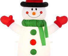 Christmas Inflatable Snowman - Outdoor/Indoor Bright LED Light Up Porch Decoration - Built in Air Compressor - Pegs Included for Garden Use 100cm 3.3ft (FREE POSTAGE)