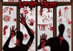 Halloween Window Stickers Bloody Hands Scary Halloween Window Clings Large Shadow Realistic Bloody Footprints DO NOT Enter Double-Sided Halloween Window Decorations