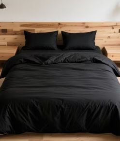 Superking Black Bed Linen Set Zip Close